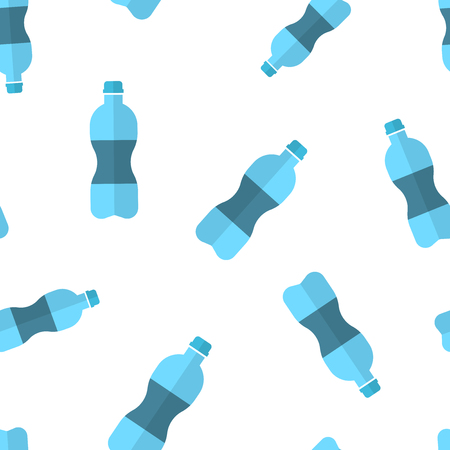 Water bottle icon seamless pattern background. Plastic soda bottle vector illustration. Liquid water symbol pattern.のイラスト素材