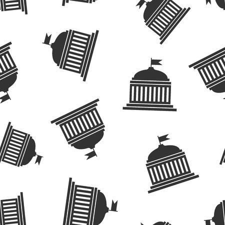 Bank building icon seamless pattern background. Government architecture vector illustration. Museum exterior symbol pattern.のイラスト素材