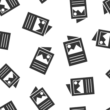 Flyer leaflet icon seamless pattern background. Brochure sheet vector illustration. Booklet flyer symbol pattern.のイラスト素材