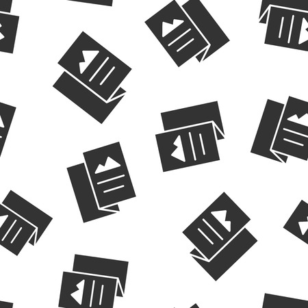 Flyer leaflet icon seamless pattern background. Brochure sheet vector illustration. Booklet flyer symbol pattern.のイラスト素材