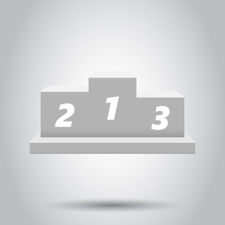 Winners podium icon in flat style. Pedestal illustration on white background. Award sign concept.のイラスト素材