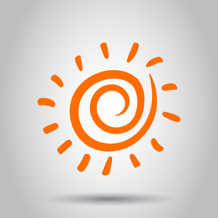 Hand drawn sun vector icon. Sun sketch doodle illustration. Handdrawn sunshine concept.のイラスト素材