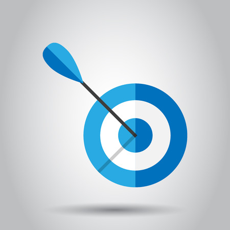 Target aim vector icon in flat style. Darts game illustration on white background. Dartboard sport target concept.のイラスト素材