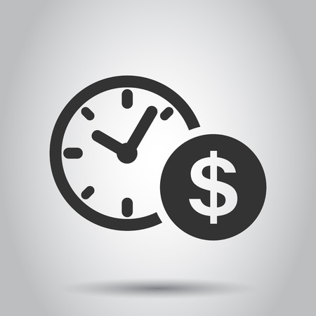 Business and finance management icon in flat style. Time is money illustration on white background. Financial strategy business concept.のイラスト素材