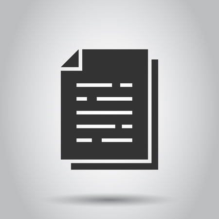 Document paper icon in flat style. Terms sheet illustration on white background. Document analytics business concept.のイラスト素材
