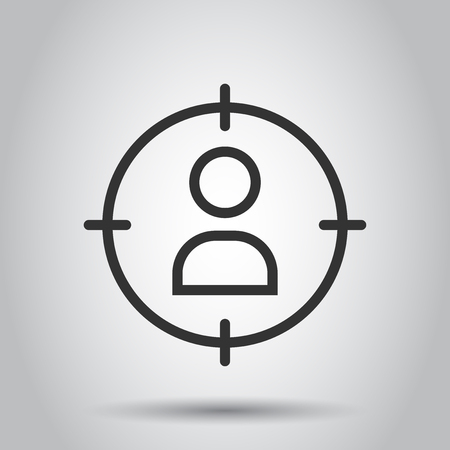 Target audience icon in flat style. Marketing target strategy illustration on white background. Aim on people business concept.のイラスト素材