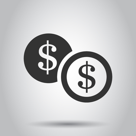 Coins stack icon in flat style. Dollar coin vector illustration on white background. Money stacked business concept.のイラスト素材