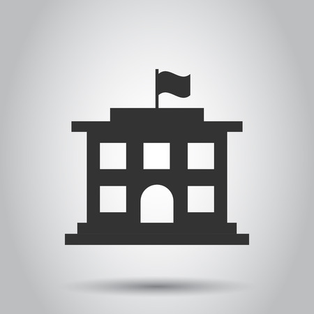 Bank building icon in flat style. Government architecture vector illustration on white background. Museum exterior business concept.のイラスト素材
