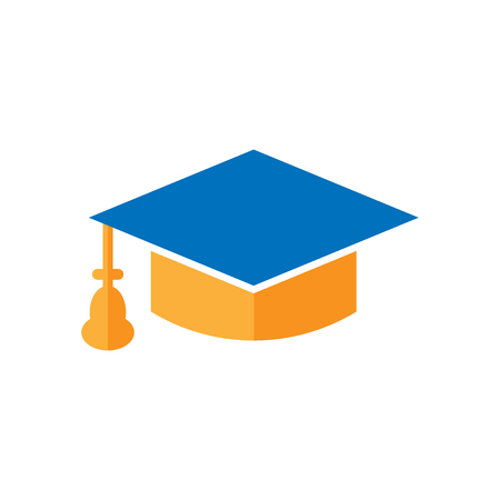 Graduation cap icon in flat style. Education hat vector illustration on white isolated background. University bachelor business concept.のイラスト素材