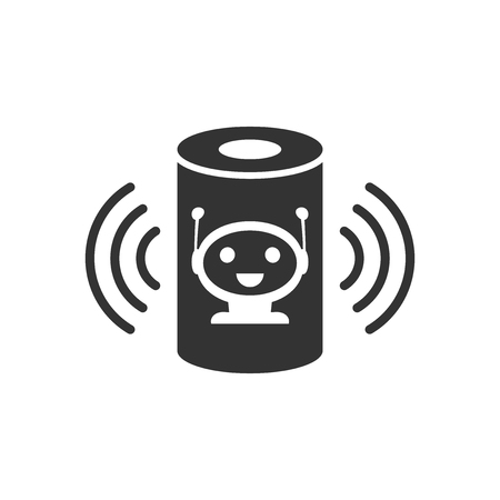 Voice assistant icon in flat style. Smart home assist vector illustration on white isolated background. Command center business concept.のイラスト素材