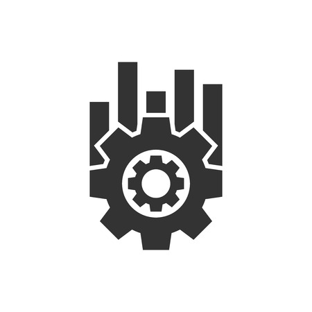 Operation project icon in flat style. Gear process vector illustration on white isolated background. Technology produce business concept.のイラスト素材