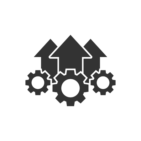 Operation project icon in flat style. Gear process vector illustration on white isolated background. Technology produce business concept.のイラスト素材