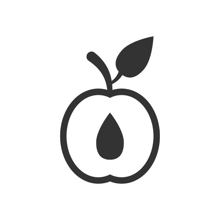 Apricot fruit icon in flat style. Peach dessert vector illustration on white isolated background. Organic dessert business concept.のイラスト素材