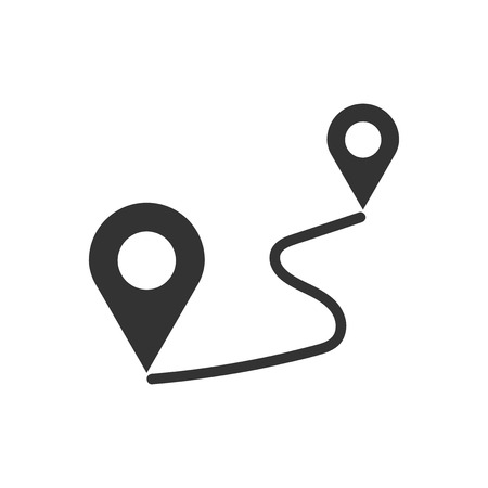 Distance pin icon in flat style. Gps navigation vector illustration on white isolated background. Communication travel business concept.のイラスト素材