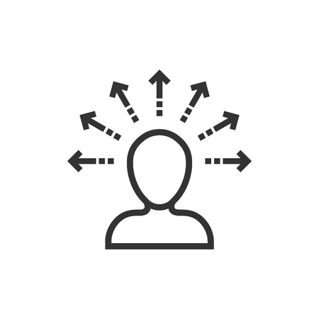 Mind awareness icon in flat style. Idea human vector illustration on white isolated background. Customer brain business concept.のイラスト素材
