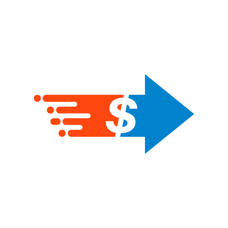 Transfer money icon in flat style. Dollar vector illustration on white isolated background. Payment business concept.のイラスト素材