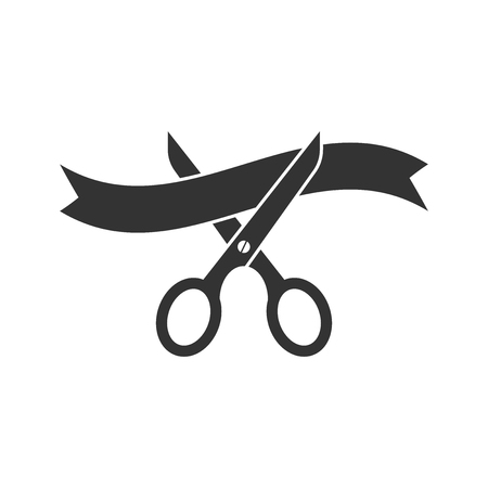 Scissors icon in flat style. Cutting ribbon vector illustration on white isolated background. Ceremonial business concept.のイラスト素材