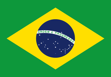 Brazil flag icon in flat style. National sign vector illustration. Politic business concept.のイラスト素材