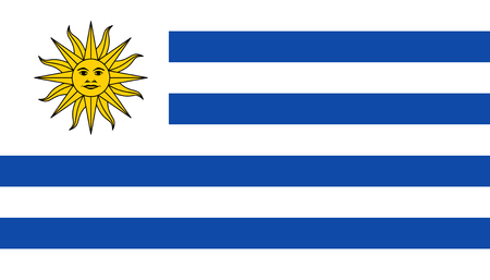 Uruguay flag icon in flat style. National sign vector illustration. Politic business concept.のイラスト素材