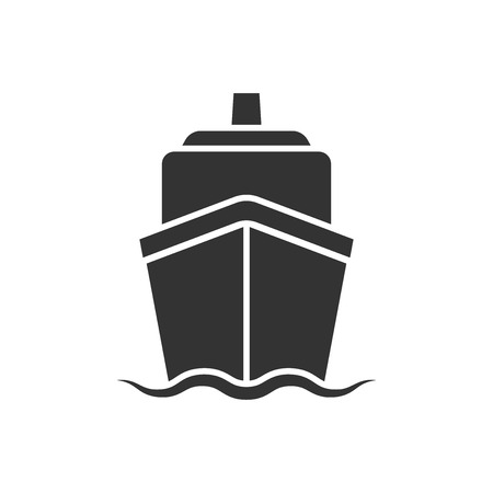Ship cruise sign icon in flat style. Cargo boat vector illustration on white isolated background. Vessel business concept.のイラスト素材