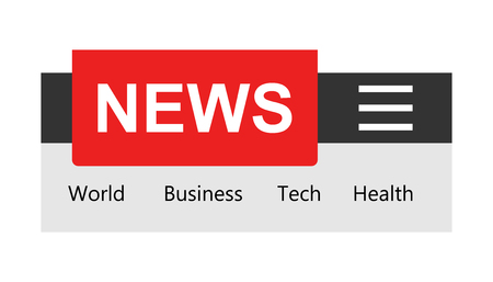 News template sign icon in flat style. Website newsletter vector illustration on white isolated background. Smartphone banner business concept.のイラスト素材