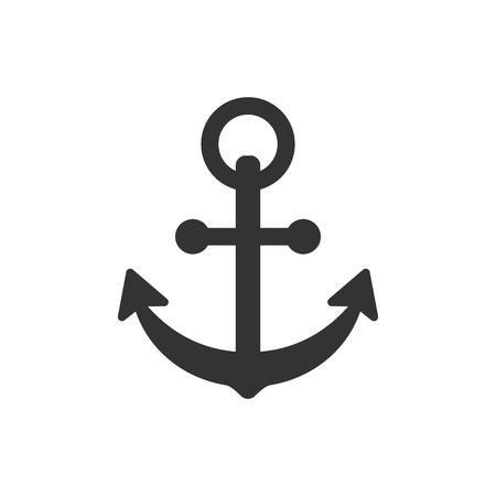 Boat anchor sign icon in flat style. Maritime equipment vector illustration on white isolated background. Sea security business concept.のイラスト素材