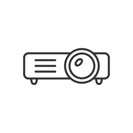 Video projector sign icon in flat style. Cinema presentation device vector illustration on white isolated background. Conference business concept.のイラスト素材
