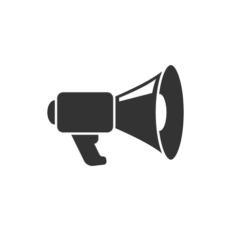 Megaphone speaker icon in flat style. Bullhorn vector illustration on white isolated background. Scream announcement business concept.のイラスト素材