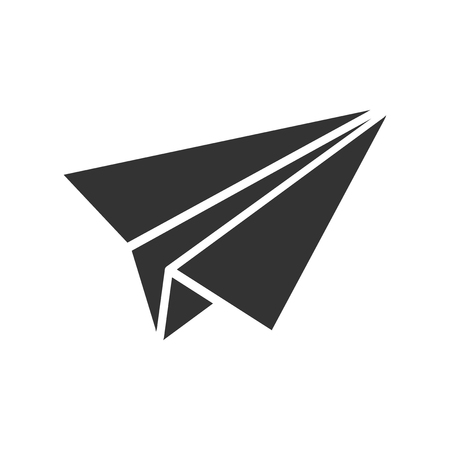 Paper airplane icon in flat style. Plane vector illustration on white isolated background. Air flight business concept.のイラスト素材