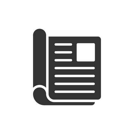 Magazine page icon in flat style. News vector illustration on white isolated background. Brochure business concept.のイラスト素材