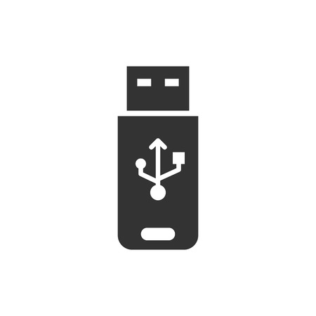 Usb drive icon in flat style. Flash disk vector illustration on white isolated background. Digital memory business concept.のイラスト素材