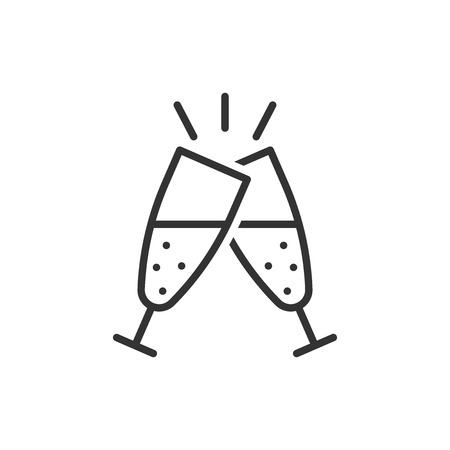 Ð¡hampagne glass icon in flat style. Alcohol drink vector illustration on white isolated background. Cocktail business concept.のイラスト素材