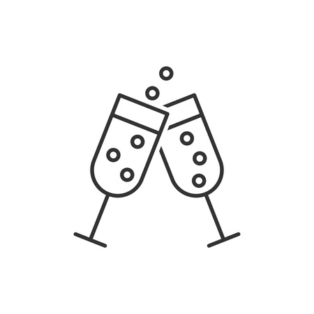 Ð¡hampagne glass icon in flat style. Alcohol drink vector illustration on white isolated background. Cocktail business concept.のイラスト素材