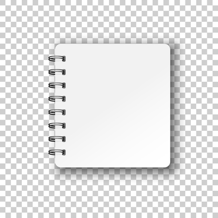Blank mock up notepad icon in transparent style. Spiral notebook document vector illustration on isolated background. Diary paper page template business concept.のイラスト素材