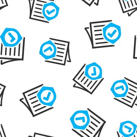 Insurance policy icon seamless pattern background. Report vector illustration on white isolated background. Document business concept.のイラスト素材