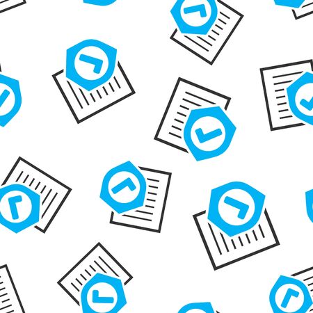 Insurance policy icon seamless pattern background. Report vector illustration on white isolated background. Document business concept.のイラスト素材
