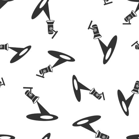Spotlight icon seamless pattern background. Lamp vector illustration on white isolated background. Flashlight business concept.のイラスト素材