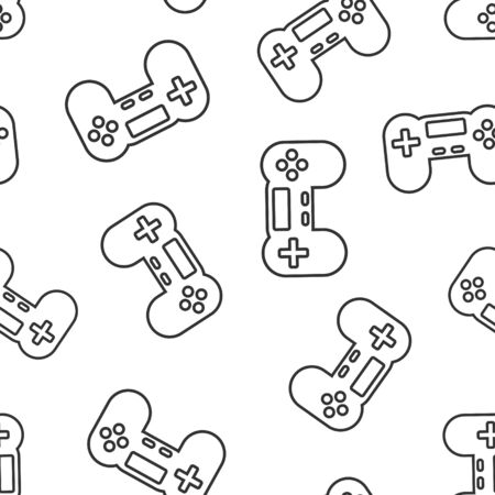 Joystick sign icon seamless pattern background. Gamepad vector illustration on white isolated background. Gaming console controller business concept.のイラスト素材