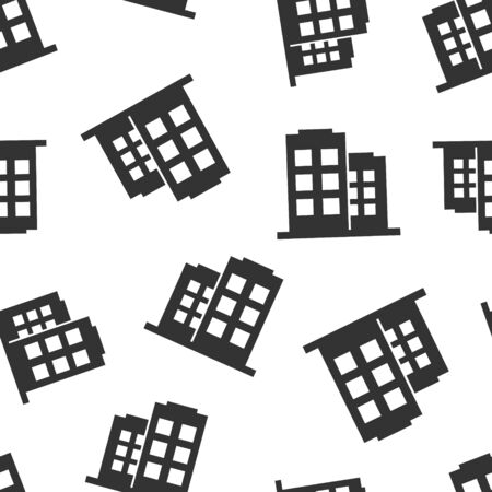 Office building sign icon seamless pattern background. Apartment vector illustration on white isolated background. Architecture business concept.のイラスト素材
