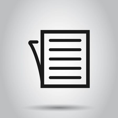 Document note icon in flat style. Paper sheet vector illustration on white background. Notepad document business concept.のイラスト素材