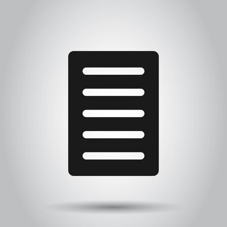 Document note icon in flat style. Paper sheet vector illustration on white background. Notepad document business concept.のイラスト素材