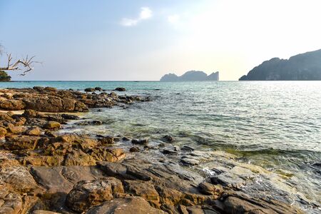 Tropical paradise beach. Thailand seascape lagoon. Soft beautiful sea water.の写真素材