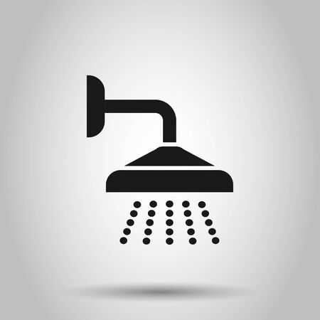 Shower sign icon in flat style. Bathroom water device vector illustration on isolated background. Wash business concept.のイラスト素材