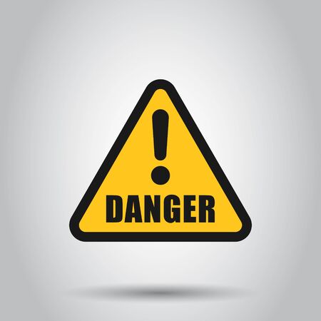 Exclamation mark icon in flat style. Danger alarm collection vector illustration on isolated background. Caution risk business concept.のイラスト素材