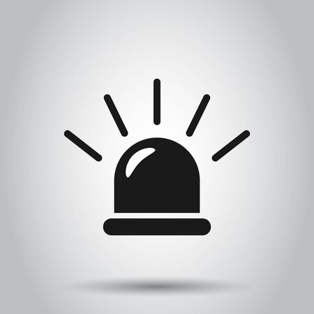 Emergency siren icon in flat style. Police alarm vector illustration on isolated background. Medical alert business concept.のイラスト素材