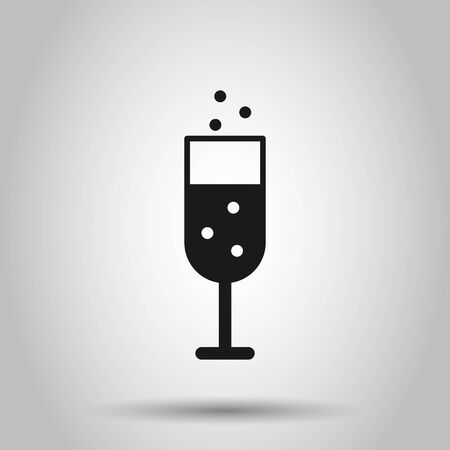 Champagne glass icon in flat style. Alcohol drink vector illustration on isolated background. Cocktail business concept.のイラスト素材