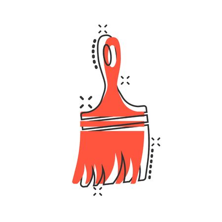 Paint brush sign icon in comic style. Paintbrush vector cartoon illustration on white isolated background. Craft equipment business concept splash effect.のイラスト素材