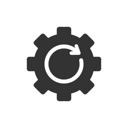 Recovery gear icon in flat style. Repeat vector illustration on white isolated background. Rotation business concept.のイラスト素材