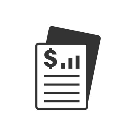 Financial statement icon in flat style. Document vector illustration on white isolated background. Report business concept.のイラスト素材