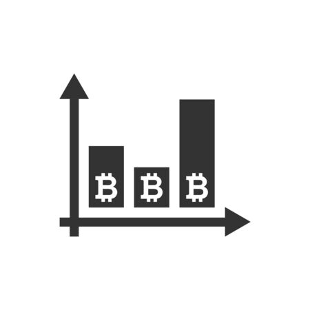 Bitcoin growth icon in flat style. Blockchain vector illustration on white isolated background. Cryptocurrency business concept.のイラスト素材